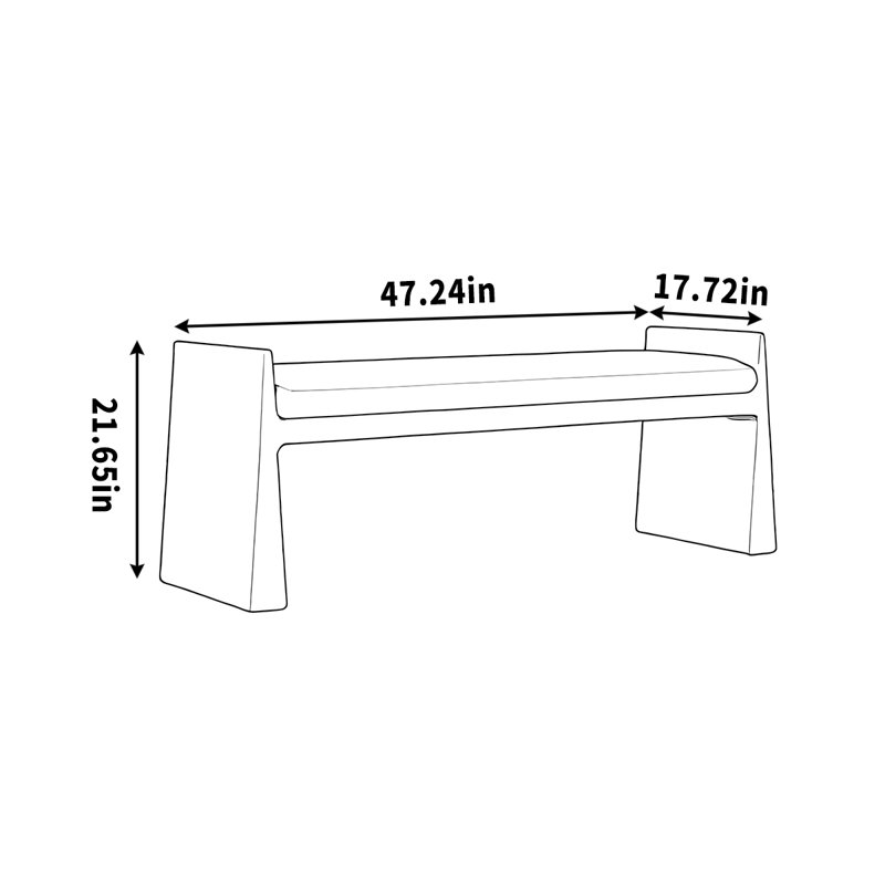 Tabouret de repos en bois massif, H 21,65 po x l 47,24 po x P 17,72 po