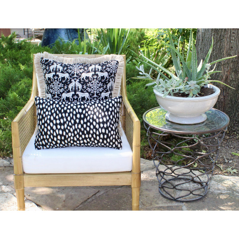 Indoor/Outdoor Pillow Cover & Insert, 20" H x 20" W, Black/White, Square