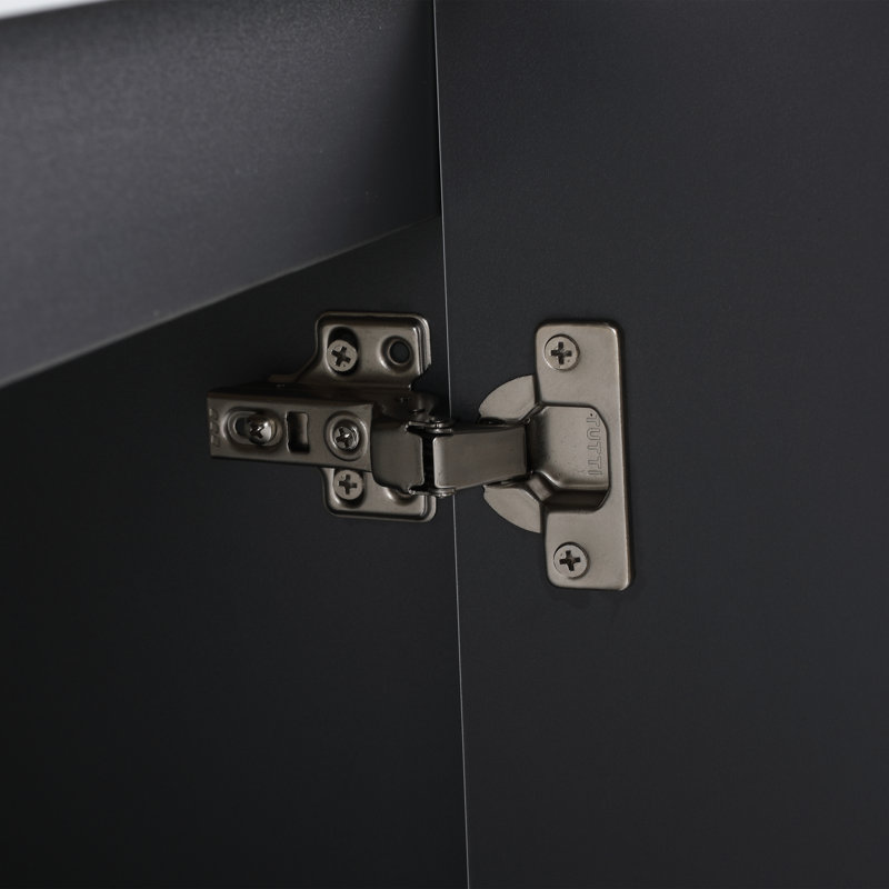 Meuble-lavabo flottant moderne 36 po avec portes ondulées et lavabo en résine, Blanc