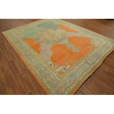 Tapis géométrique en laine teinté Oushak