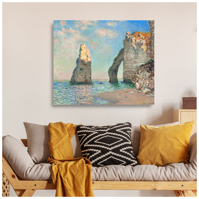 Reproduction d'art classique, "Les falaises à Etretat" par Claude Monet, estampe numérique sur toile pour la maison
