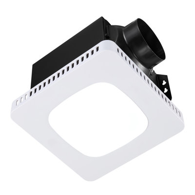Ventilateur de salle de bain pour salle de bain avec lumière DEL, ventilateur de salle de bain 80-110-130 CFM à trois vitesses de couleur, ventilateur de plafond à moteur AC 1,5 bruit à faible bruit pour salle de lavage, salle de rangement, ventilation domestique, blanc