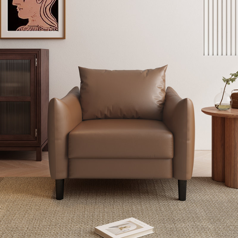 Fauteuil en similicuir de 36,61 po de largeur Delana, Brun