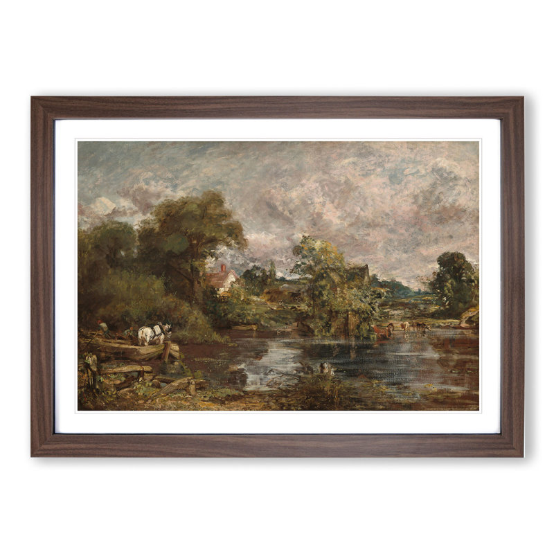 The White Horse by John Constable - Picture Frame Painting on MDF, 48cm H x 65cm W x 2cm D, Walnut