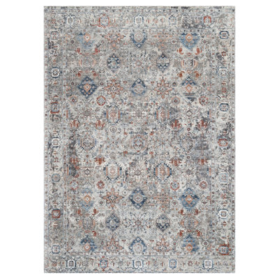 Tapis gris clair et chameau noué à la main de haute qualité