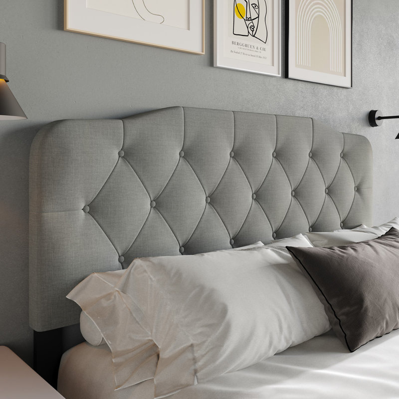 Tête de lit tapissier Raichelle, Gris clair, Très grand