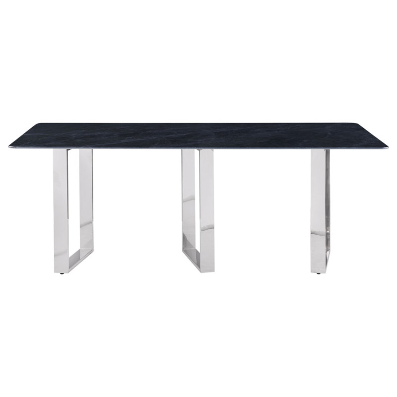 Style sophistiqué - Table de salle à manger rectangulaire en fritté gris 79 pouces Henrich