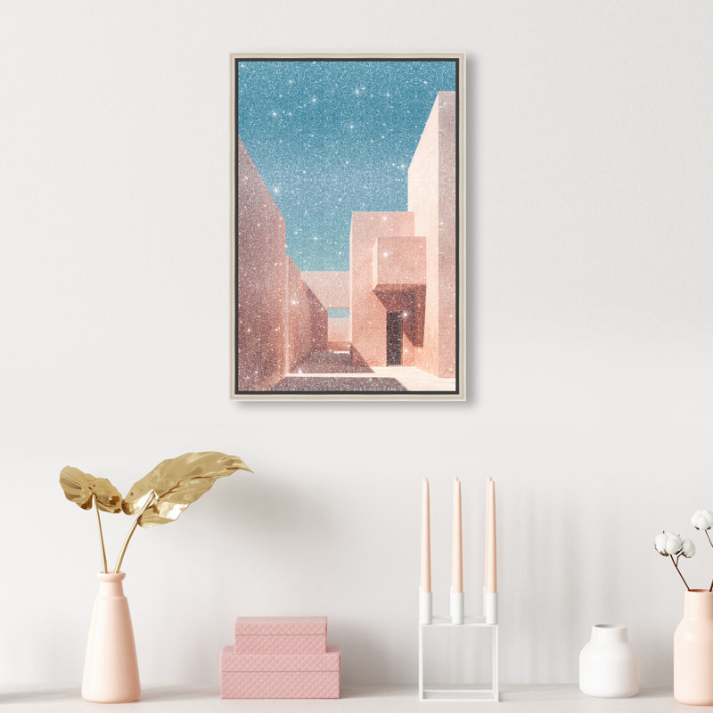 Structured Pink II Print by Oliver Gal, 46"H x 31"W, Silver Floater Frame