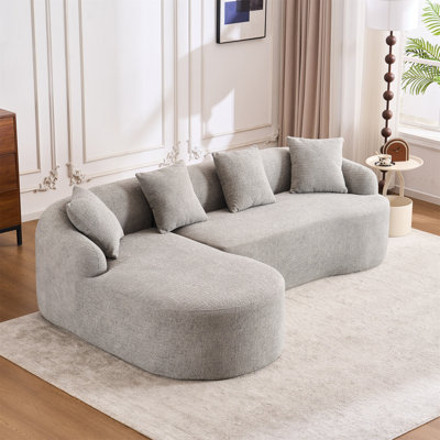LY-022 Full Compression Sponge L-Shape Sectional Sofa With Curved Chaise