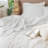 Moomee Striped Flat Sheet 100% Washed Cotton Linen Like Textured Breathable Lightweight-126119795-125894530