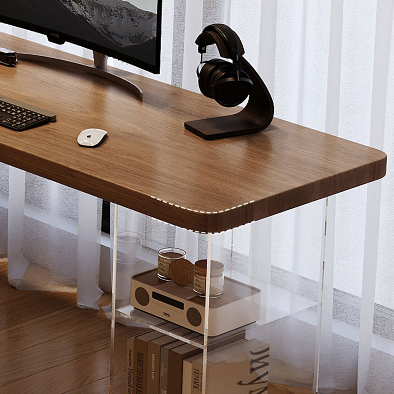 Bureaux en bois massif en L noyer, H 29,53 po x l 78,74 po x P 55,12 po