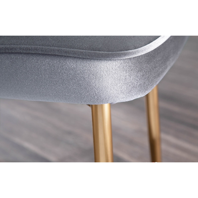 Stanca 20'' H Velvet Upholstered Side Chair, Blue, Gold