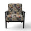 Motif de chrysanthèmes fleurs bleues et beiges - fauteuil rembourré de style campagnard, fauteuil d'appoint floral rustique