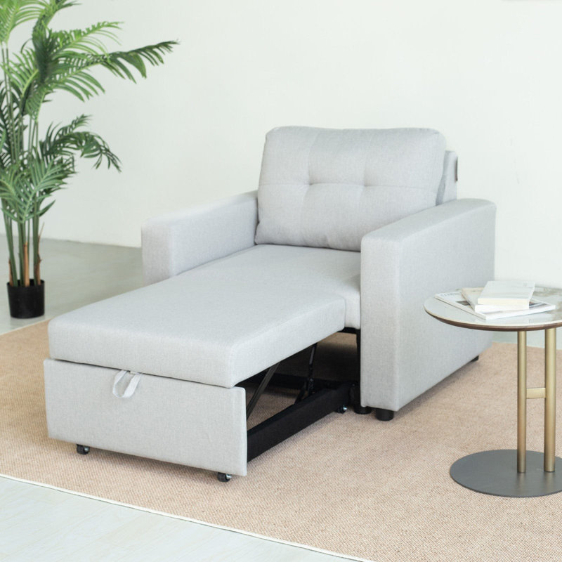 Linen Accent Chairs Bed - Single, Light Grey