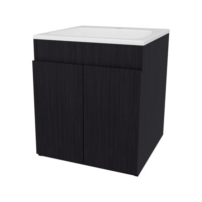 Rangement spacieux pour meuble-lavabo à deux portes, apparence élégante, idéal pour les salles de bain modernes, poids de 36,07 lb avec lavabo intégré et évier sans soudure, fouillis, largeur de 17,7 po