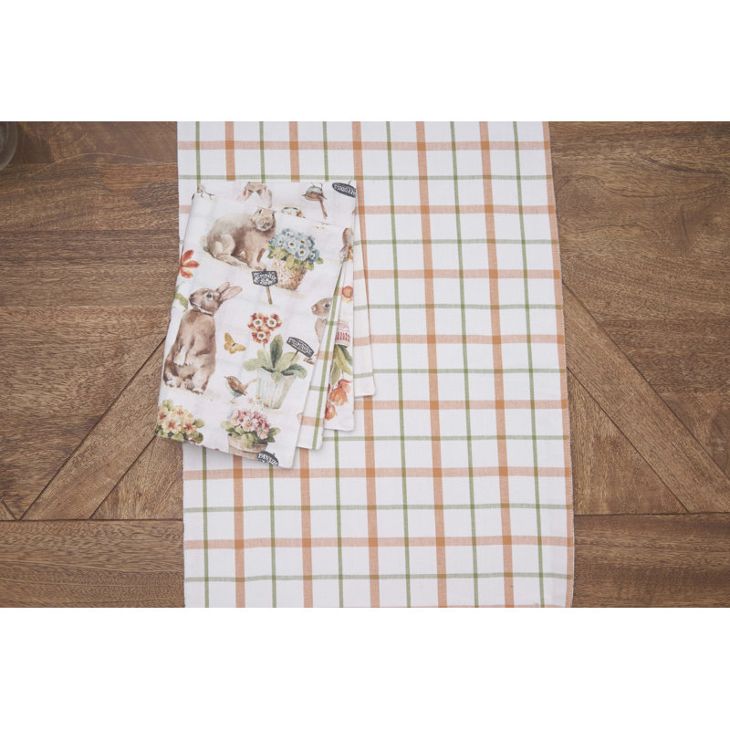 Little Garden Rabbit Bunnies Reversible Table Runner