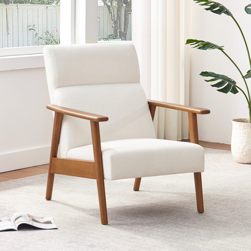 Herrot 27.4"W Upholstered High-back Accent chair Armchair, White