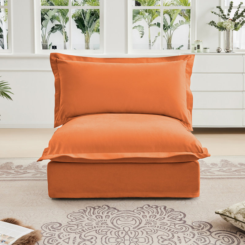 Canapé sans accoudoirs Koala, Chenille orange