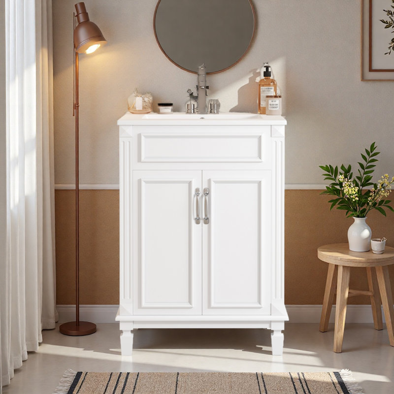 Meuble-lavabo 24 po avec lavabo supérieur, Blanc