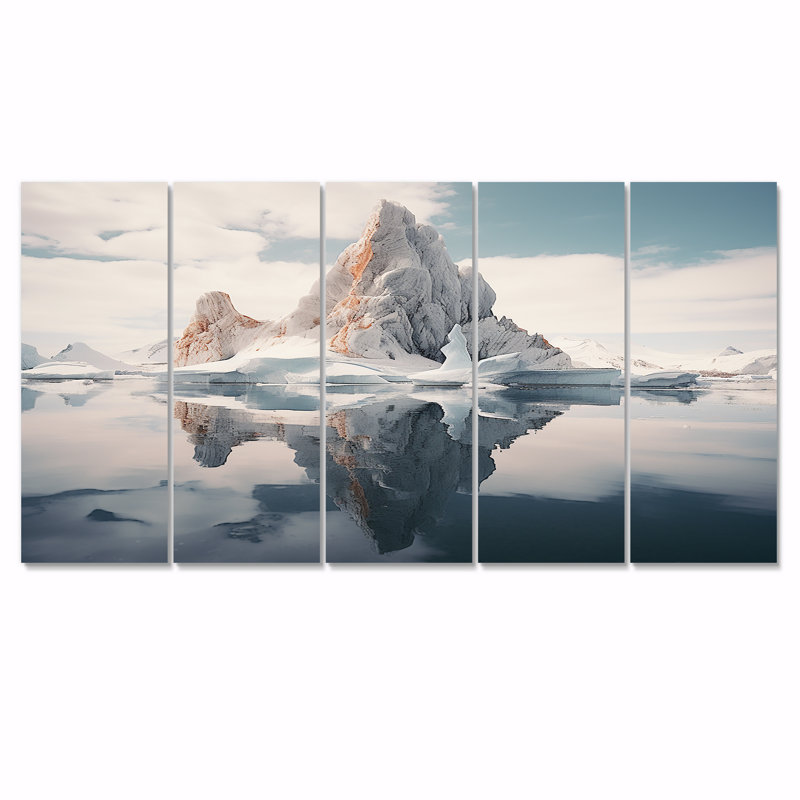 Ensemble 5 pièces d'art mural majestueux Iceberg, H 32 po x l 80 po