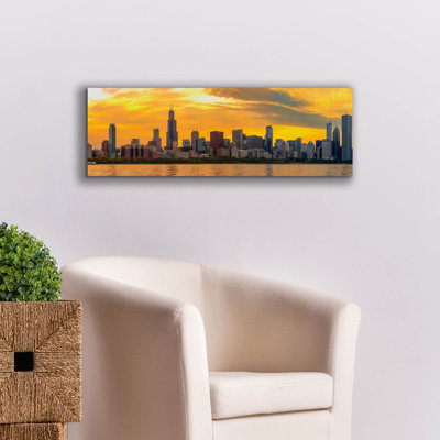 «Chicago - Golden Sunset Panorama», art sur toile
