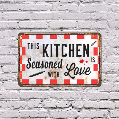 This Kitchen Is Seasoned With Love 18 Inch x 24 Inch Novelty Aluminum Sign