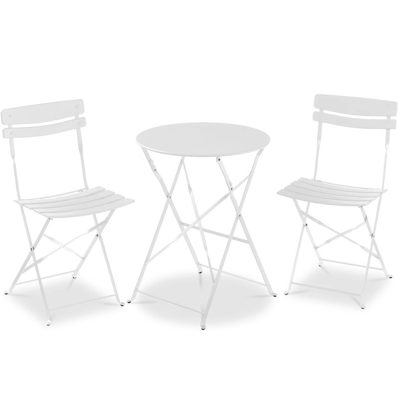 Folding Patio Bistro Set, White