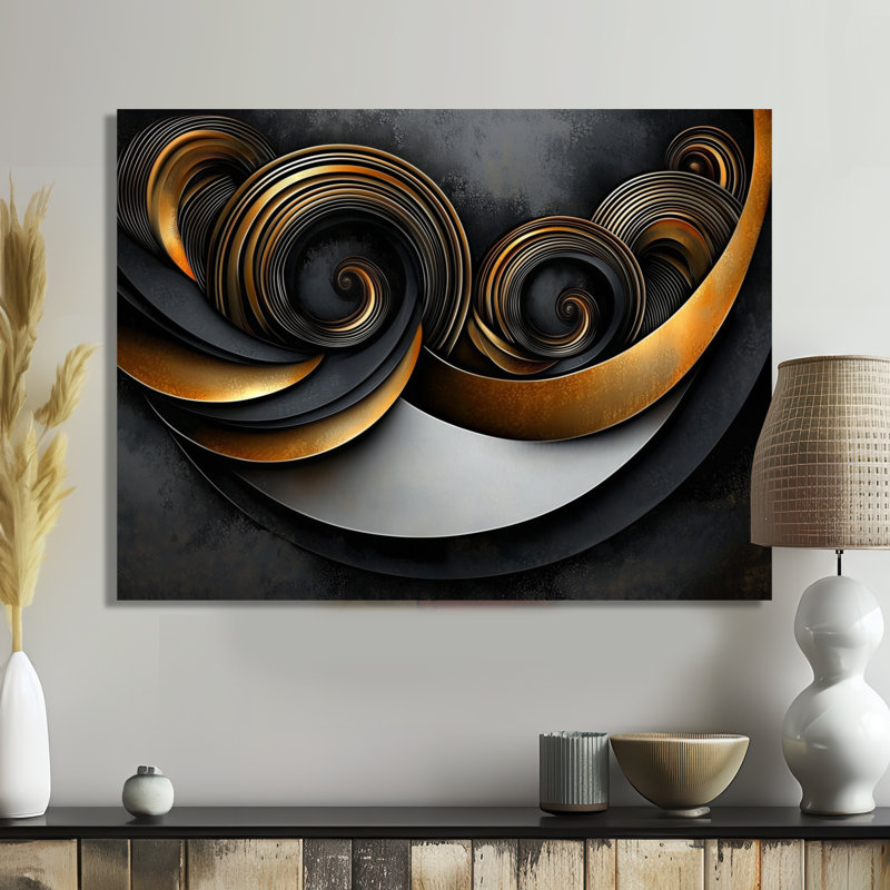 «Celestial Alignment of Abstract I», reproduction d'art géométrique abstraite, H 12 po x l 20 po, Toile tendue