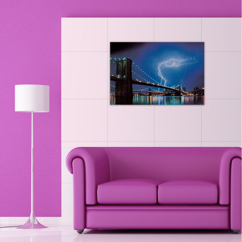 Brooklyn Bridge (Lightning) by Brooklyn - Single Picture Frame Print on MDF
