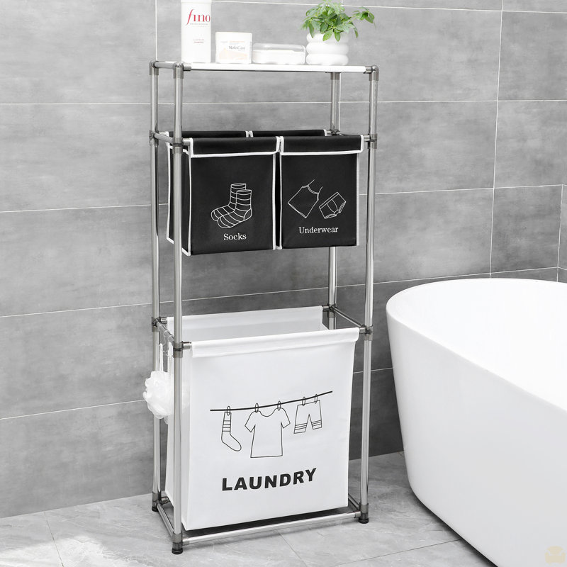 Laundry Hamper 3 Tier Laundry Sorter With 4 Removable Bags