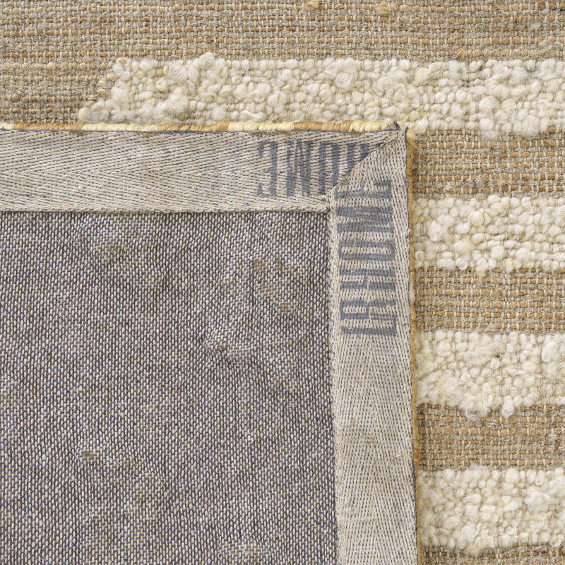 Tapis intérieur / extérieur en laine naturelle et jute fabriqué à la main, Rectangle 5 pi x 7 pi 9 po