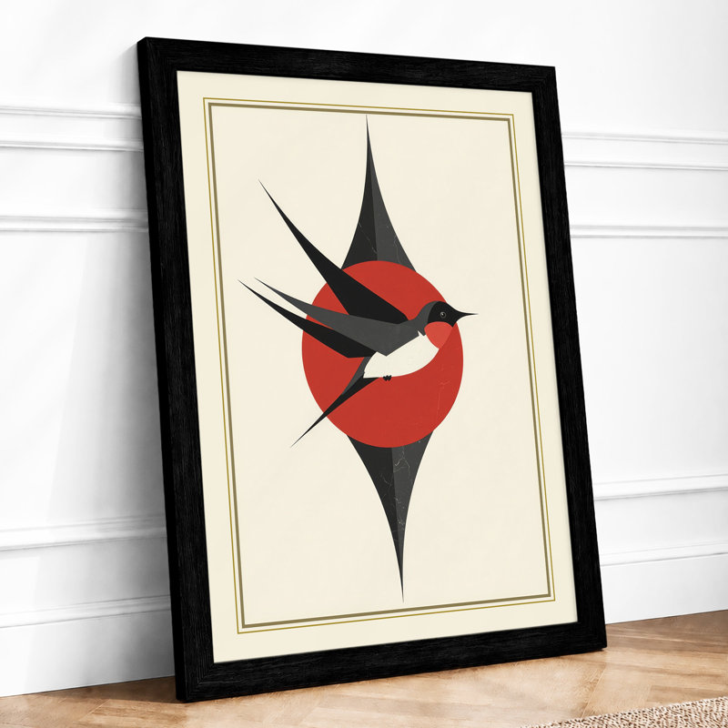 Flight Geometric - Framed Print, A4 - 29.7 x 21.0 cm, Black