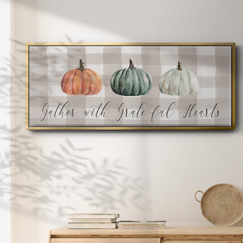«Gather With Grateful Hearts», toile encadrée, H 20 po x l 50 po