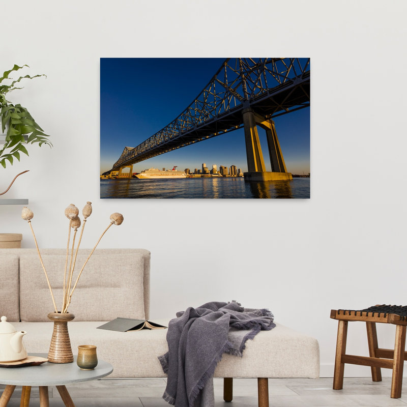 Crescent City Bridges Cross Mississippi River New Orleans Louisiana USA by J Sohm/VOA LLC - Wrapped Canvas Print