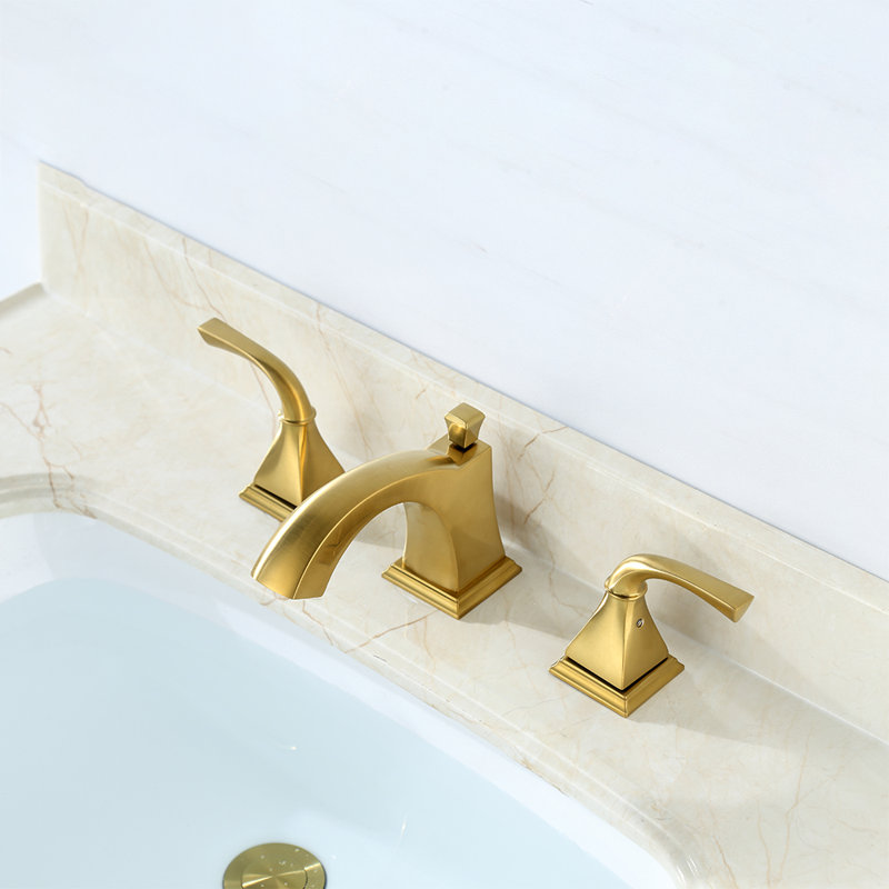 Robinet de salle de bain à large entraxe avec bonde, Or brossé