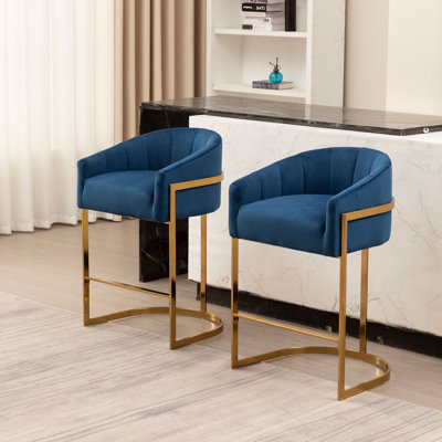 Johnnice 27" Metal Tufted Bar Stool (Set Of 2)