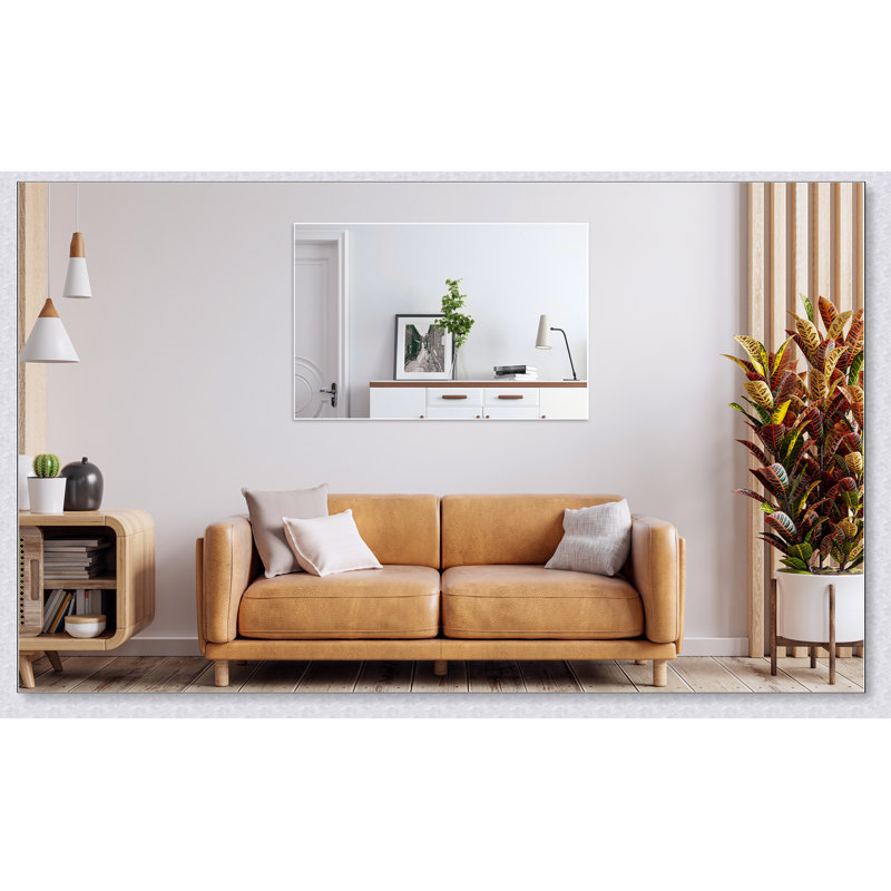 Miroir de salle de bain 48 po x 32 po rectangulaire moderne surdimensionné avec cadre blanc