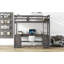  Lit mezzanine simple avec bureau en U, tablettes ouvertes et système de rangement compact, brun antique-268634064-268634071