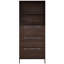 Armoire à chaussures 3 tiroirs pour le couloir. Solide, teinte noyer. Poignées en métal, rangement spacieux avec tablettes ouvertes. Rangement de salon. Couleur, look moderne