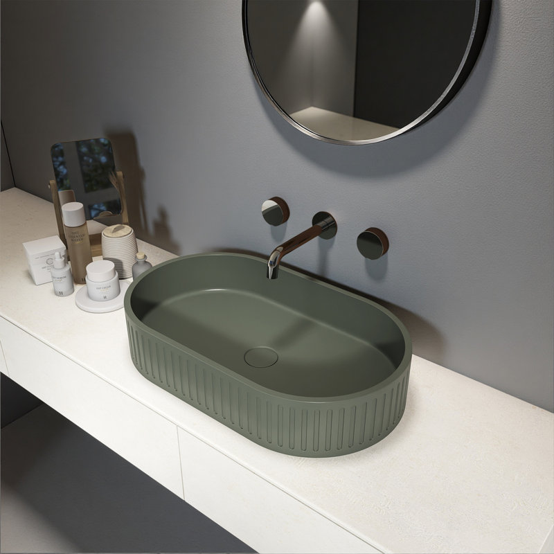 Concrete Vessel Oval Modern Bathroom Sink