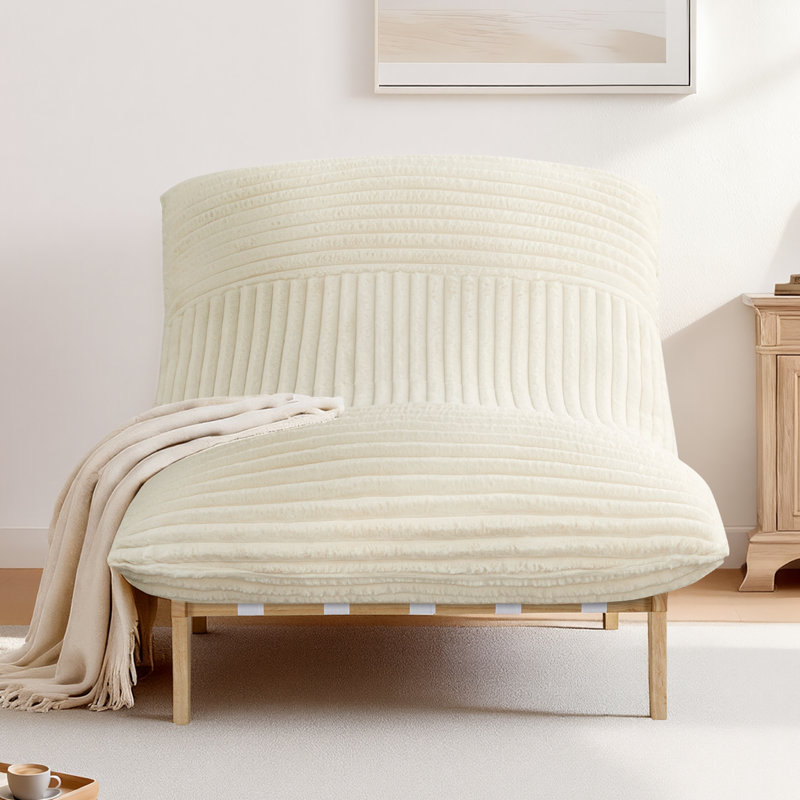 Soft 43.3 "W Oversized Accent Lounge Chair-Beige Faux Fur, Faux Fur, Beige