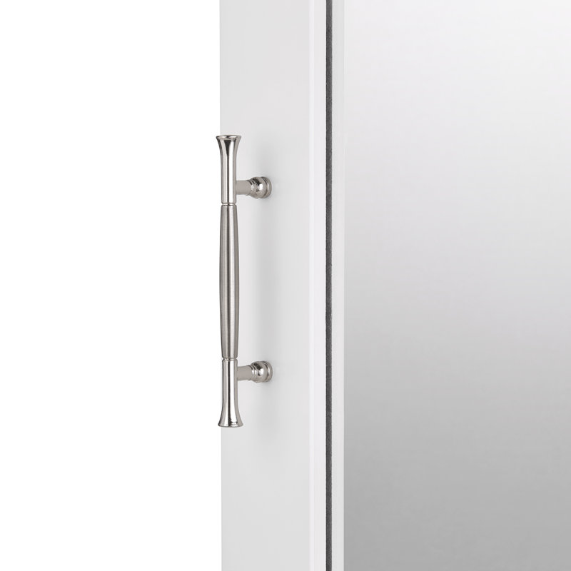 White Painted Mirrored Wall Mount Storage Cabinet with Adjustable Shelf