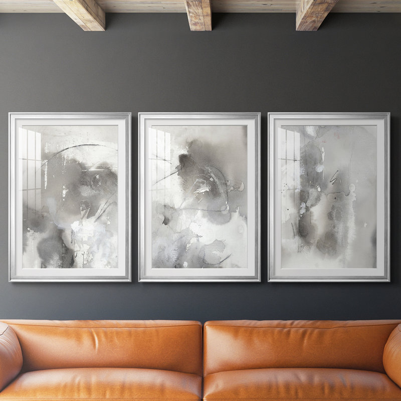 Objets mystiques I - Impression encadrée sur mesure de qualité supérieure - 3 pièces, Argent argent, H 21 po x l 30 po