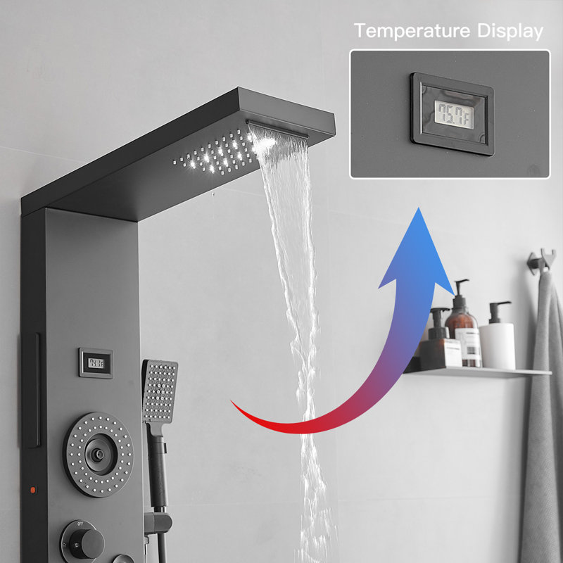 Panneau de douche 51,57 avec, Noir mat