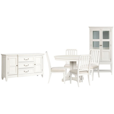 Table de salle à manger extensible ronde 48 po avec 4 chaises d'appoint et buffet