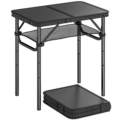 Outsunny 3ft Folding Camping Table with Mesh Storage Layer