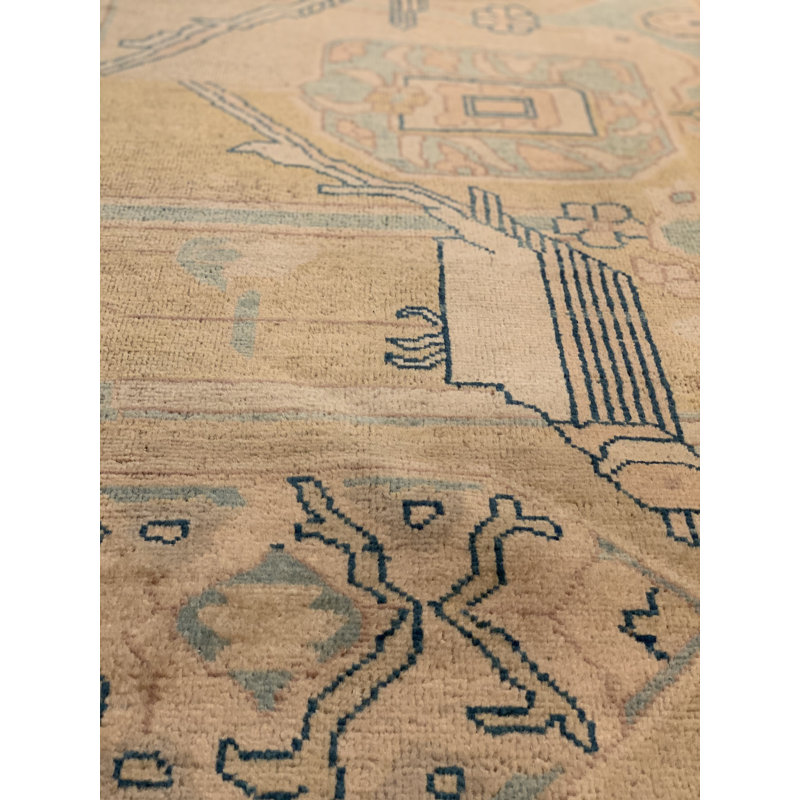 Wool Oriental Area Rug in Tan/Ivory