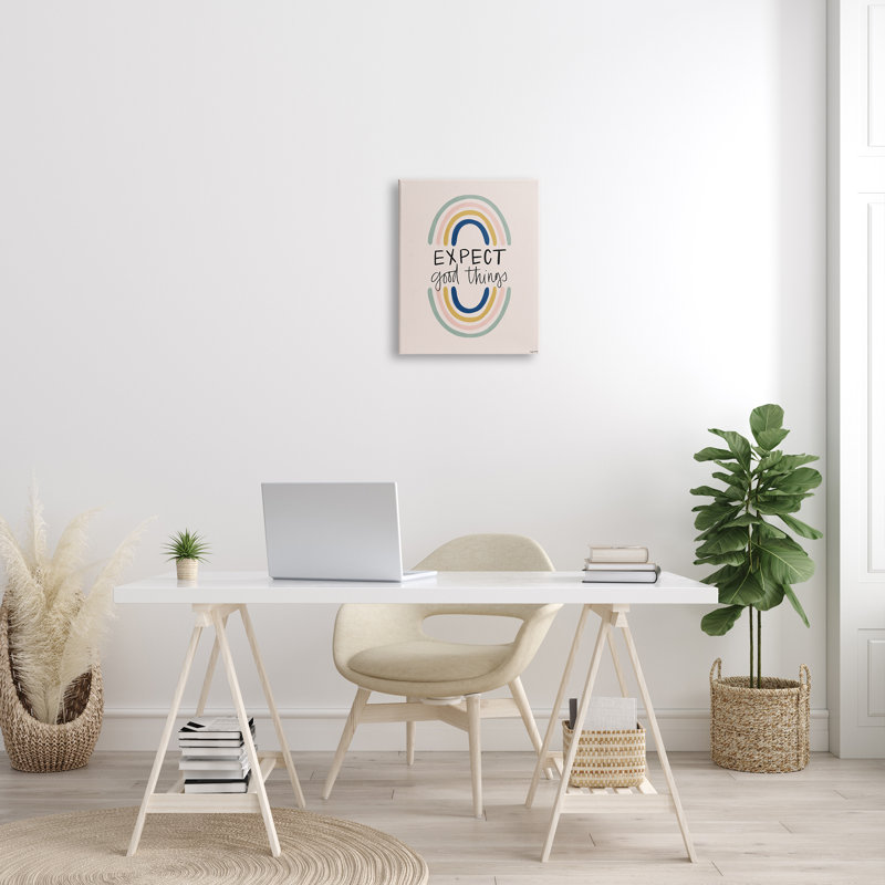 Expect Good Things Phrase Double Rainbow Reflection Canvas Art