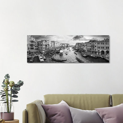 Panoramic View Of The Grand Canal At Sunset, Venice, Italy by Jan Becke - Wrapped Canvas Panoramic Print