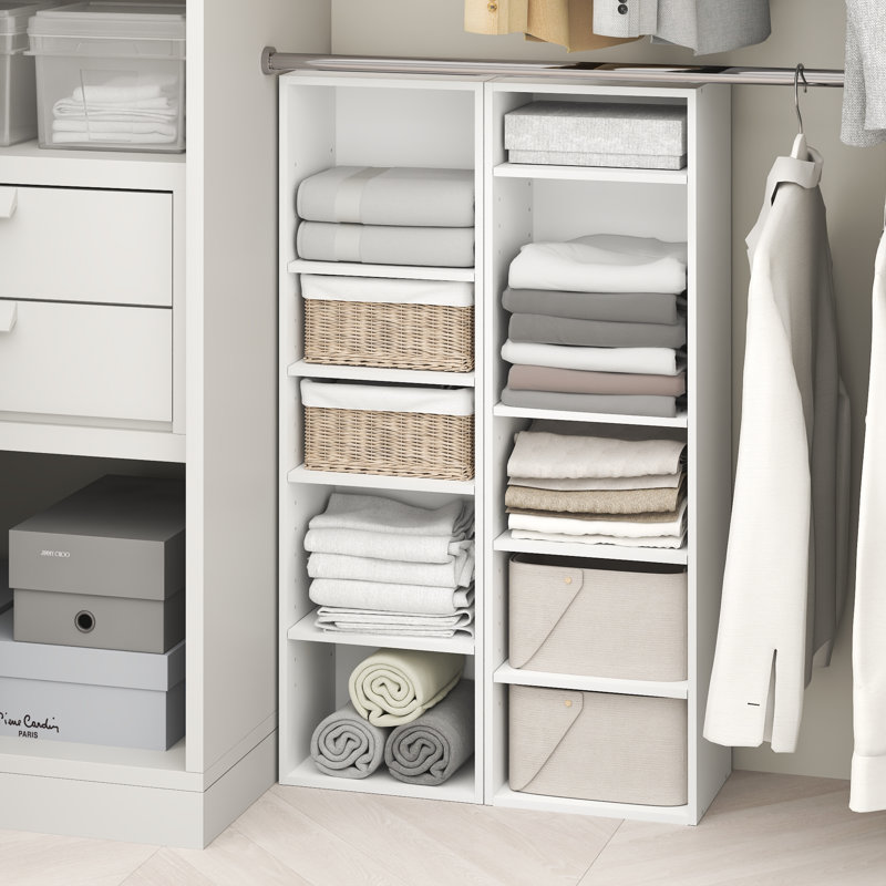 Furinno PASIR 10-Tier Closet Organizers and Storage, Open Shelf, Storage Organizer, 12-Inch Width, for Closet, Bedroom, White